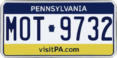 PA license plate MOT9732