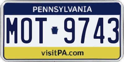 PA license plate MOT9743