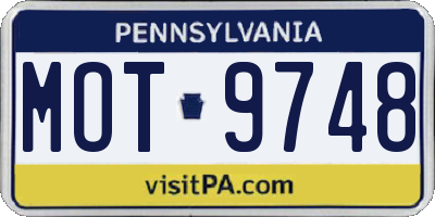 PA license plate MOT9748
