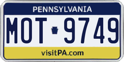 PA license plate MOT9749