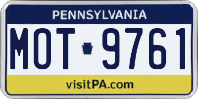 PA license plate MOT9761