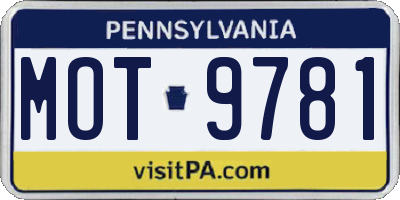 PA license plate MOT9781