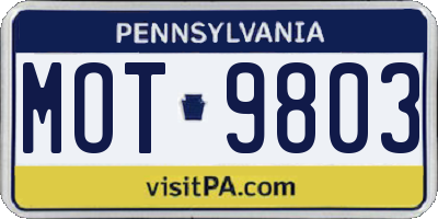 PA license plate MOT9803