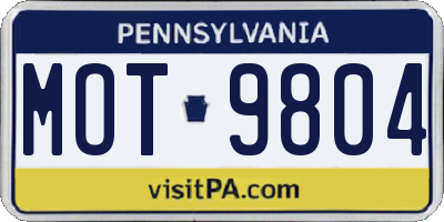 PA license plate MOT9804
