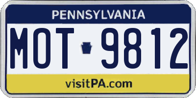 PA license plate MOT9812