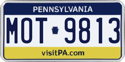 PA license plate MOT9813
