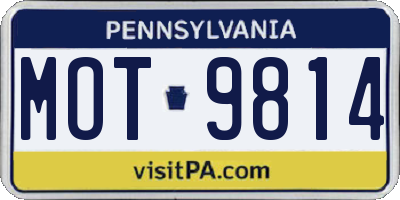 PA license plate MOT9814