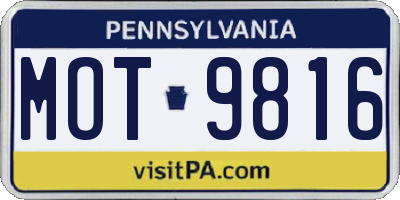PA license plate MOT9816