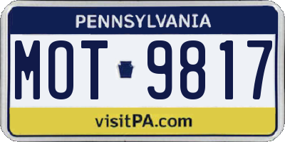 PA license plate MOT9817