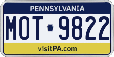 PA license plate MOT9822