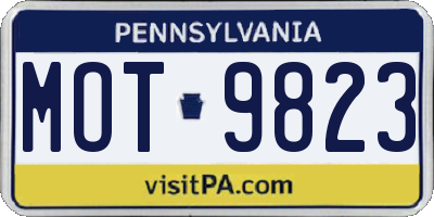 PA license plate MOT9823