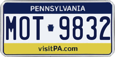 PA license plate MOT9832