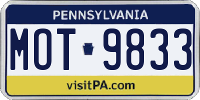 PA license plate MOT9833