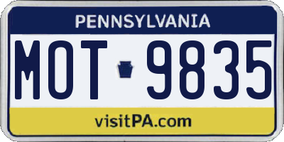 PA license plate MOT9835