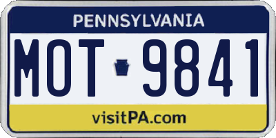 PA license plate MOT9841