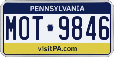 PA license plate MOT9846