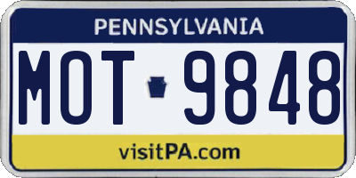 PA license plate MOT9848