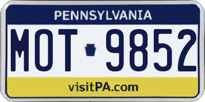 PA license plate MOT9852