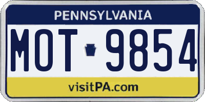 PA license plate MOT9854