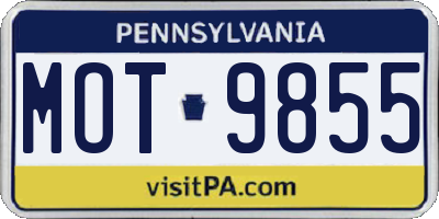 PA license plate MOT9855