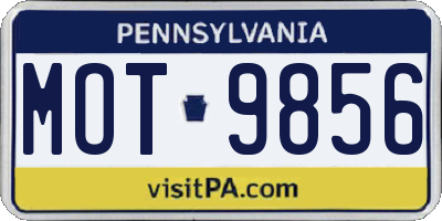 PA license plate MOT9856