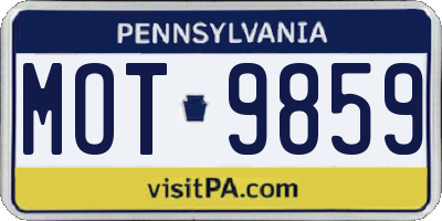 PA license plate MOT9859
