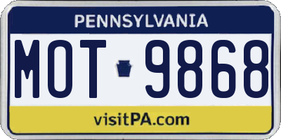 PA license plate MOT9868