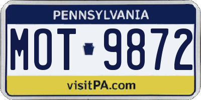 PA license plate MOT9872