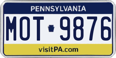 PA license plate MOT9876