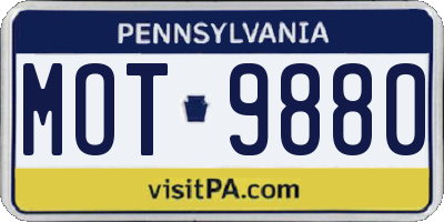 PA license plate MOT9880