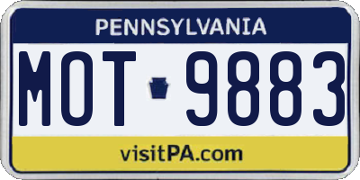 PA license plate MOT9883