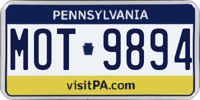 PA license plate MOT9894