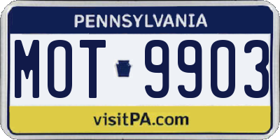 PA license plate MOT9903