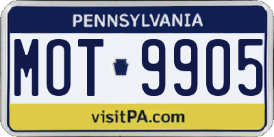 PA license plate MOT9905