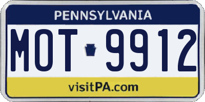 PA license plate MOT9912
