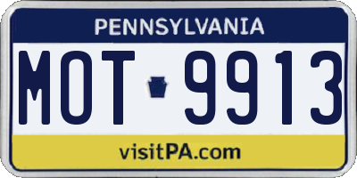 PA license plate MOT9913