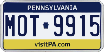 PA license plate MOT9915