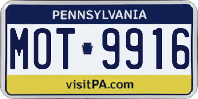 PA license plate MOT9916