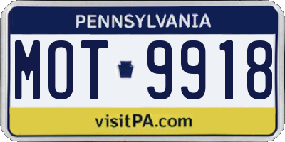 PA license plate MOT9918
