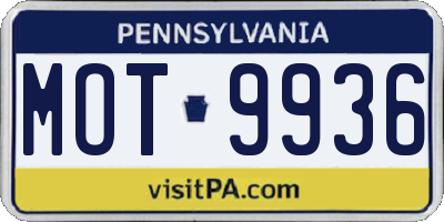 PA license plate MOT9936