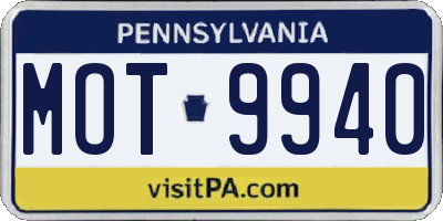 PA license plate MOT9940