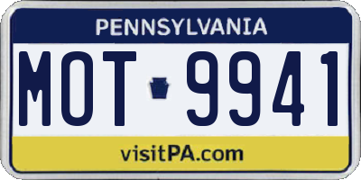 PA license plate MOT9941