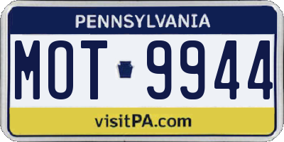 PA license plate MOT9944