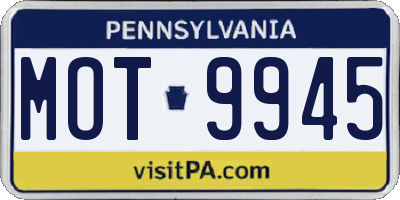 PA license plate MOT9945