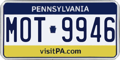 PA license plate MOT9946