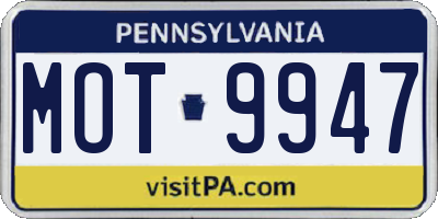 PA license plate MOT9947