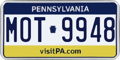 PA license plate MOT9948