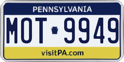 PA license plate MOT9949