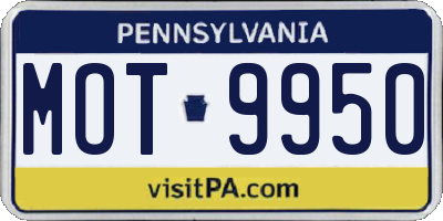PA license plate MOT9950