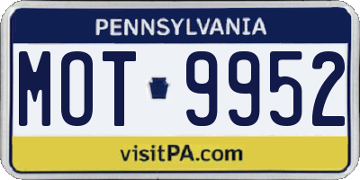 PA license plate MOT9952